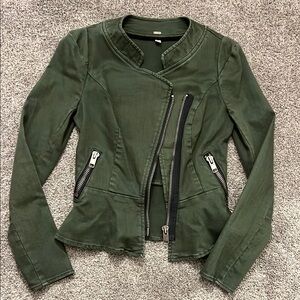 Free People Green Peplum Moto Jacket sz. 0